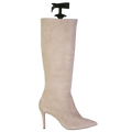 SOSANDAR Cream Suede Stiletto Heel Pointed Knee High Boots UK 8 EU 41 👠