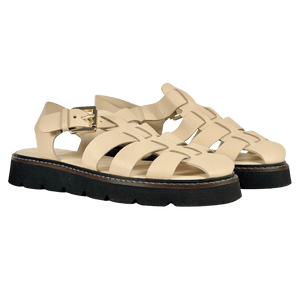 WYSE LONDON Cream Leather Darcie Fisherman Sandals UK 4 EU 37