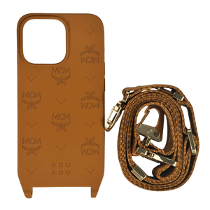 MCM X Xouxou Logo Cognac Brown Phone Necklace (iphone 13 Pro ) One Size