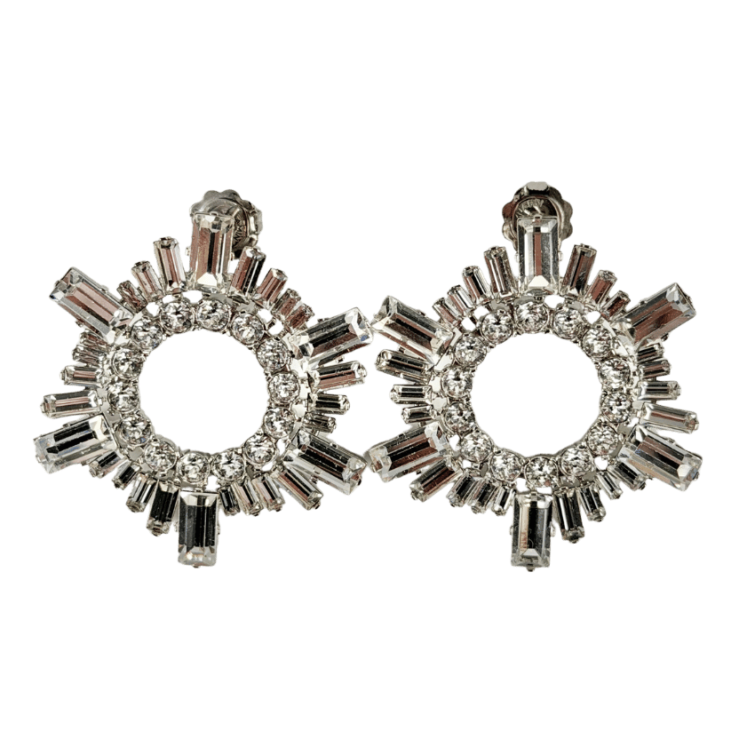 AMINA MUADDI Iconic Mini Begum Earrings White Crystals With Silver Base One Size