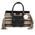 CHLOE Brown Edith Large Fringe-trimmed Striped Cashmere And Leather Tote Bag