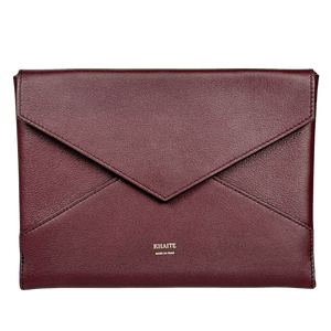 KHAITE Aimee Burgundy Red Leather Envelope Clutch One Size