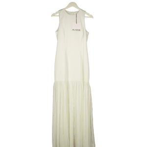 ALIGNE White Zane Sheer Skirt Maxi Dress UK 10