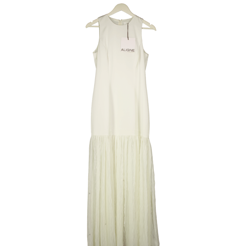 ALIGNE White Zane Sheer Skirt Maxi Dress UK 10