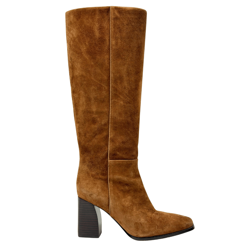 PAIGE Tan Brown Suede Square Toe Knee Boots Us6.5 UK 4.5 EU 37.5 👠