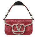 VALENTINO GARAVANI Pink Loco Crystal And Beaded Leather Shoulder Bag
