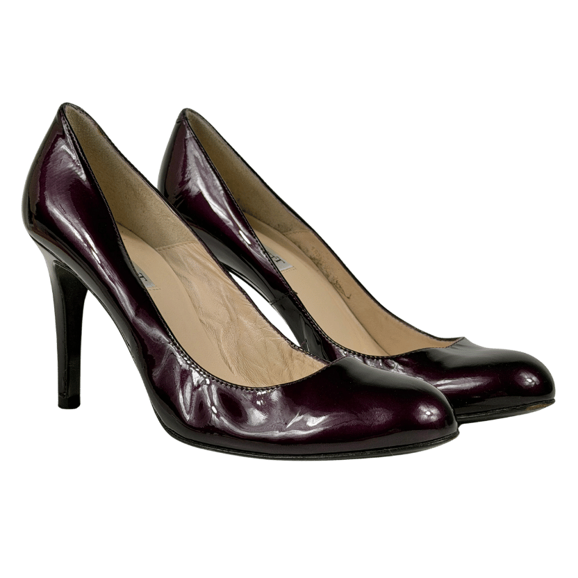 L.K.Bennett Purple Dark Aubergine Patent Mid-heel Pumps UK 5.5 EU 38.5 👠
