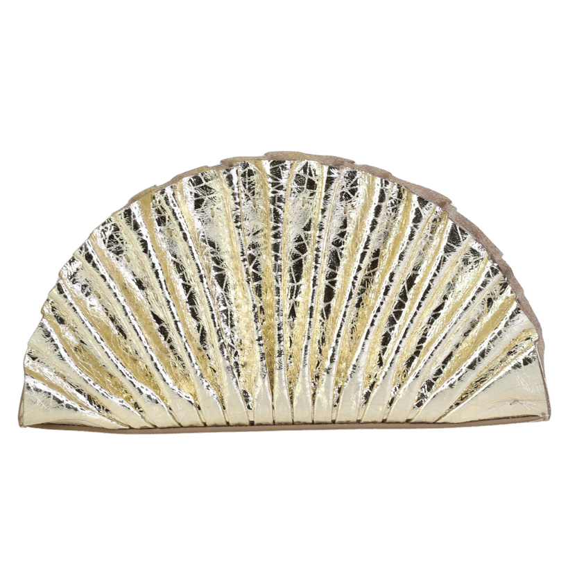 Cult Gaia Metallic Nala Pleated Metallic-gold Leather Clutch Bag