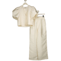 Sinead Keary Cream The Aurora Trouser And Short Sleeve Jacket Set UK XS