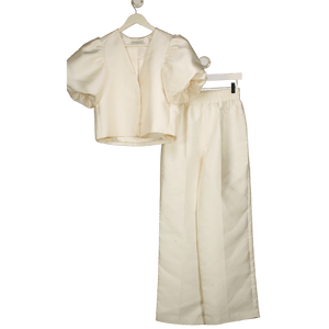 Sinead Keary Cream The Aurora Trouser And Short Sleeve Jacket Set UK XS