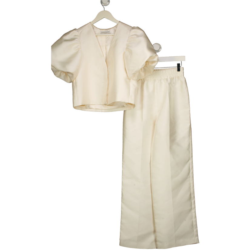 Sinead Keary Cream The Aurora Trouser And Short Sleeve Jacket Set UK XS