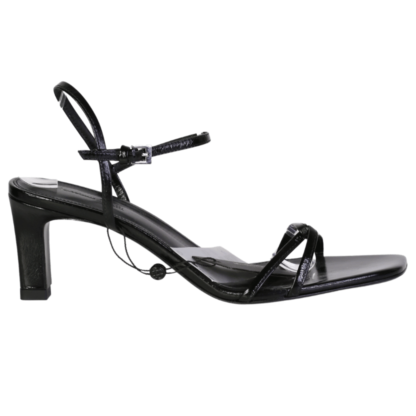 Massimo Dutti Black Leather Twist Strappy Heel UK 8 EU 41 👠