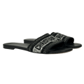 DIOR Black Black/silver Canvas Crystal Embellished Dway Flat Slides UK 5 EU 38