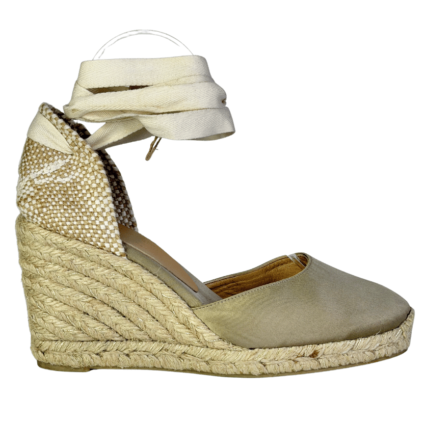 Castaner Beige Satin Wedge Heel Sandals UK 5 EU 38 👠