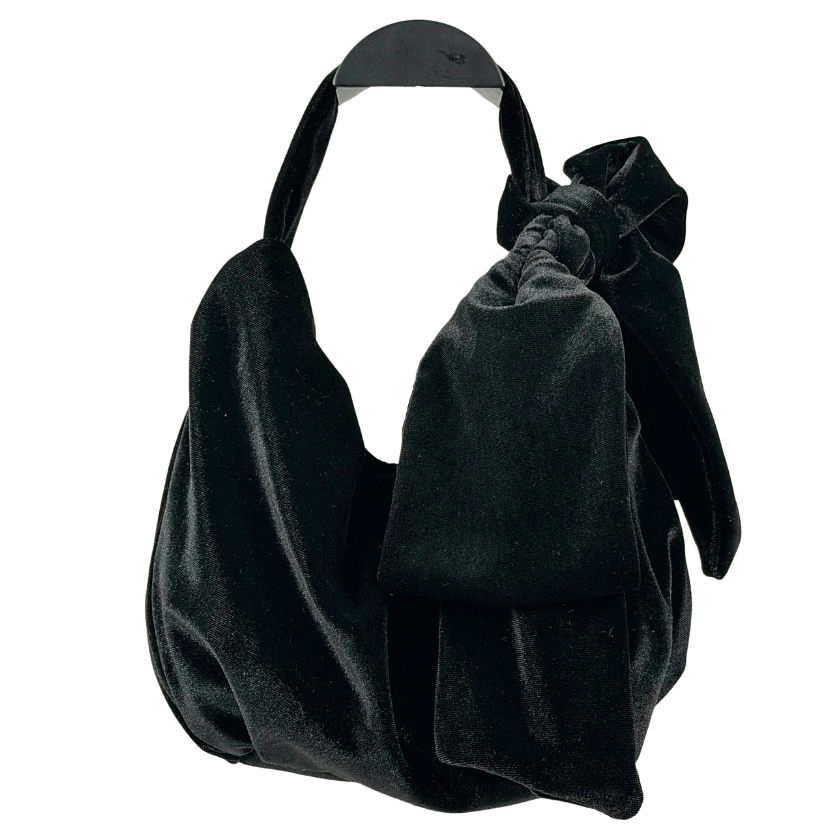 MINT VELVET Black Velvet Bow Mini Top Handle Bag