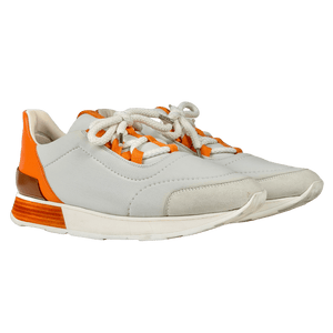 HERMES Miles White / Orange Leather And Neoprene Low Top Sneakers UK 5.5 EU 38.5