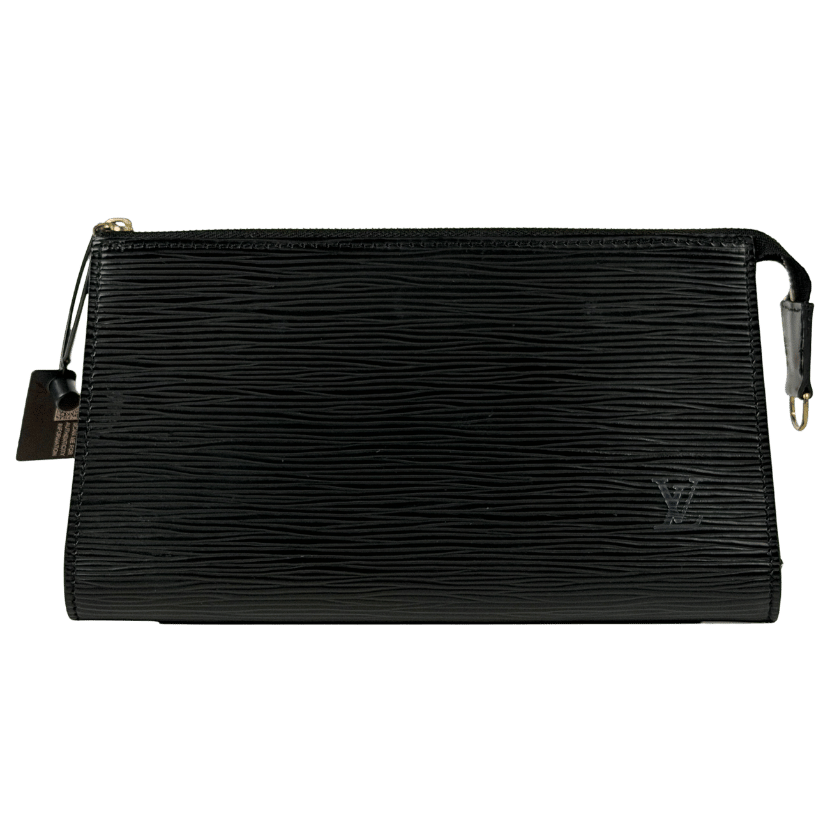 LOUIS VUITTON Black "LV" Epi Leather Clutch Bag / Pouch