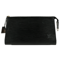 LOUIS VUITTON Black "LV" Epi Leather Clutch Bag / Pouch