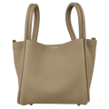 SONGMONT Taupe Beige Full Grain Leather Large Song Bucket Bag With Crossbody Strap