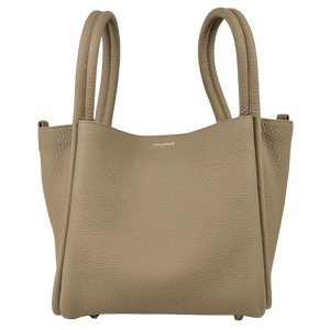 SONGMONT Taupe Beige Full Grain Leather Large Song Bucket Bag With Crossbody Strap