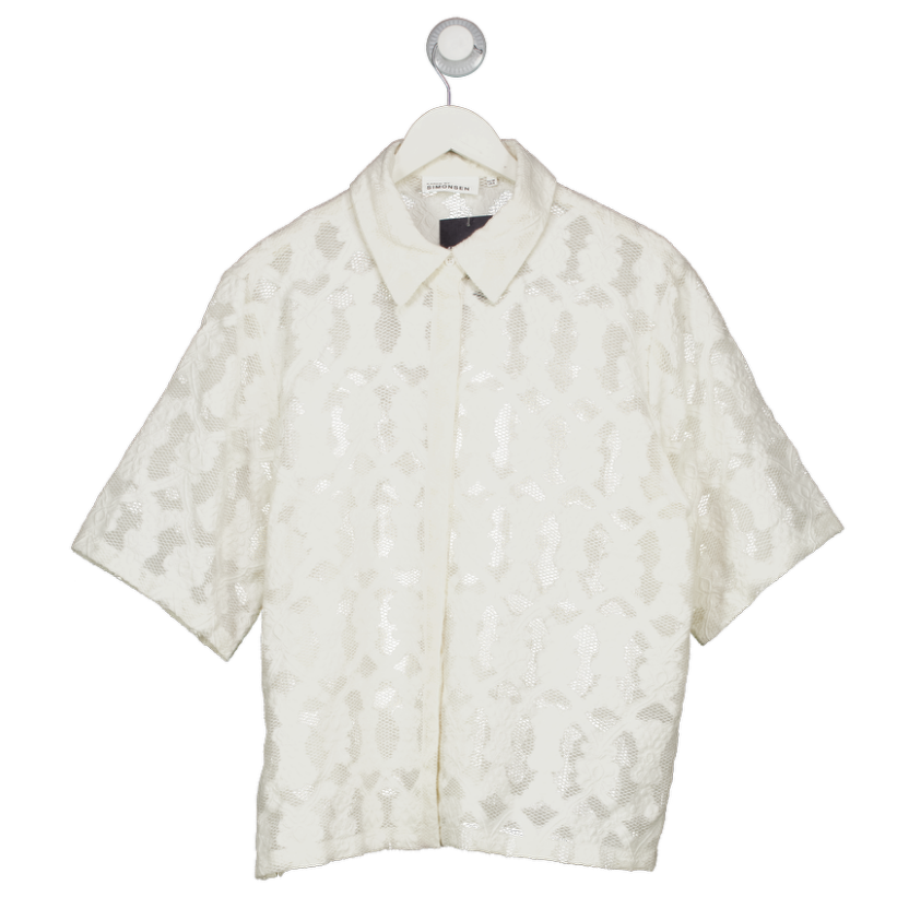KAREN BY SIMONSEN Cream Lace Short Sleeve Shirt UK 12