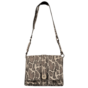Whistles Beige Snake-print Fold Over Shoulder Bag