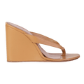 Amina Muaddi Beige Johana Leather Wedge Heels UK 4 EU 37 👠