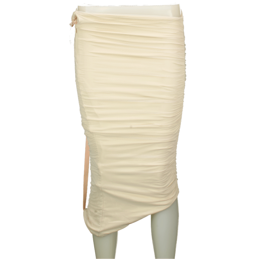 Oh Polly Ivory Cream Ruched Midi Skirt UK 6