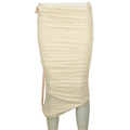 Oh Polly Ivory Cream Ruched Midi Skirt UK 6