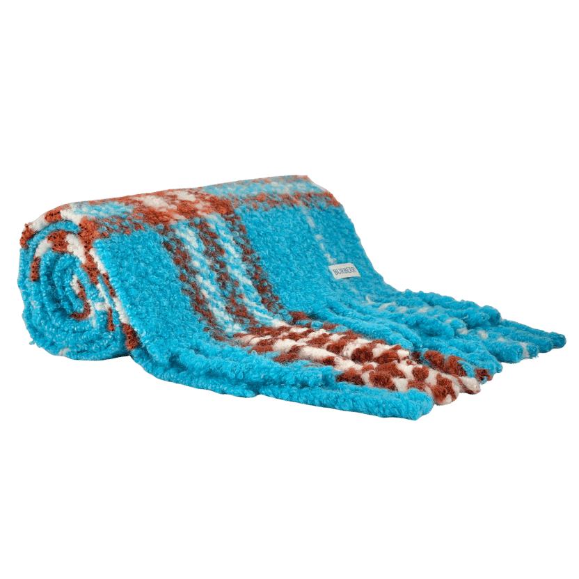 Burberry Blue Alpaca-wool Check Scarf