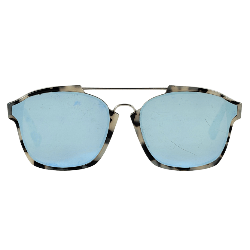 CHRISTIAN DIOR Abstract Light Beige Tortoise Sunglasses In Fold-flat Case  - Mirror Lens One Size