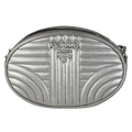 Prada Metallic Silver Diagramme Quilted Oval Crossbody Bag
