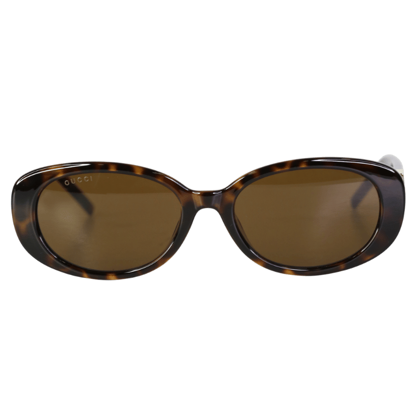 GUCCI Havana Brown Tortoise/ Gold Oval "G" Logo Sunglasses In Case One Size