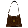 Elleme Brown Baguette Croc Effect Shoulder Bag