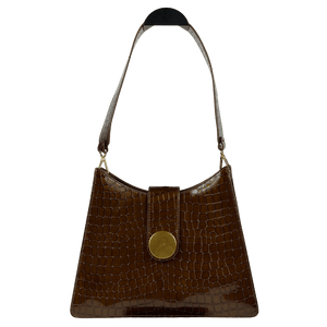 Elleme Brown Baguette Croc Effect Shoulder Bag