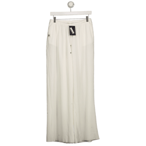 The Couture Club Cream Pleated Wide Leg Trousers UK 8