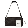 ELLEME PARIS Trouse Dark Brown Woven 100% Lambskin Leather Trousse Handbag