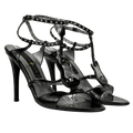 PATRICK COX Black Patent Leather Studded "electric Guitar" Heeld Sandals UK 6 EU 39 👠