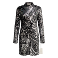 ISABEL MARANT Metallic Silver Marnela Sequin-embellished Minidress UK 14