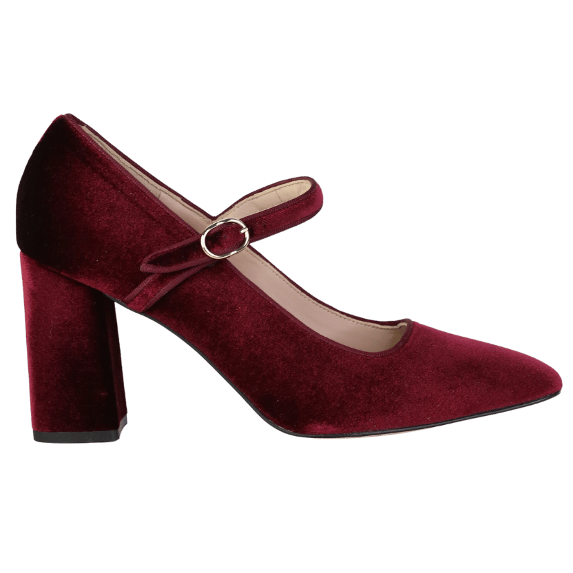 Tuckernuck Red Oxblood Velvet Julia Heels UK 7.5 EU 40.5 👠