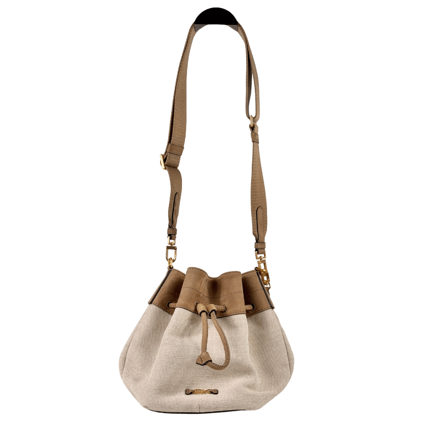 Donna Karan Beige Weekend Canvas Bucket Bag