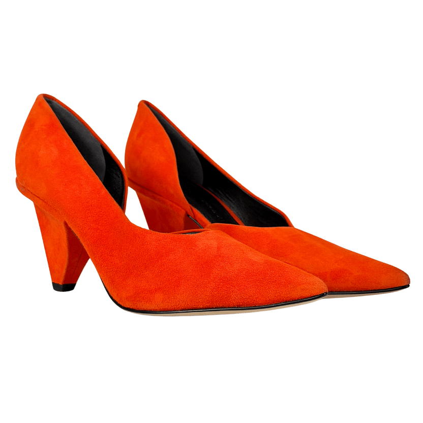 SIGERSON MORRISON Orange Flame Oranfe Suede Leather D'orsay Heels UK 5 EU 38 👠