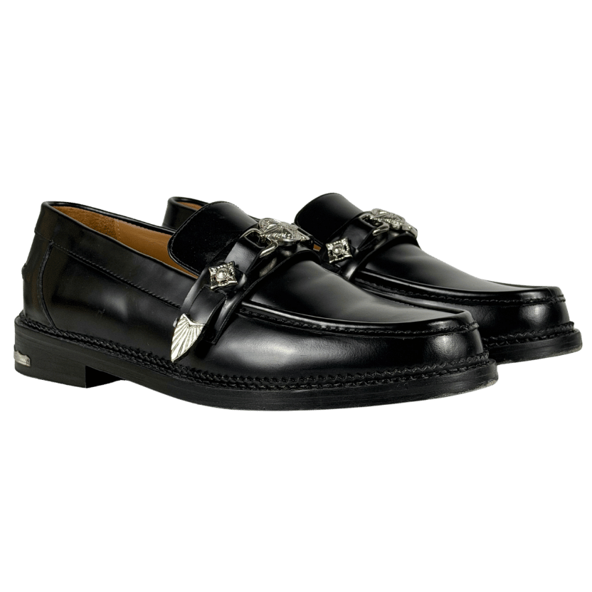 Toga Virlis Ssense Exclusive Black Metal Loafers UK 9 EU 43