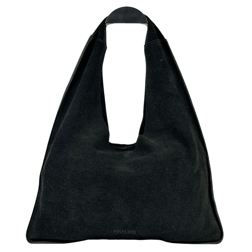 FOLKLORE THE LABEL Black Suede Slouchy Shoulder Bag