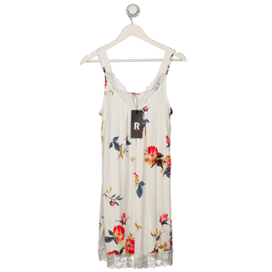 Lovasy White Loose Chemise Floral Night Dress With Lace UK M