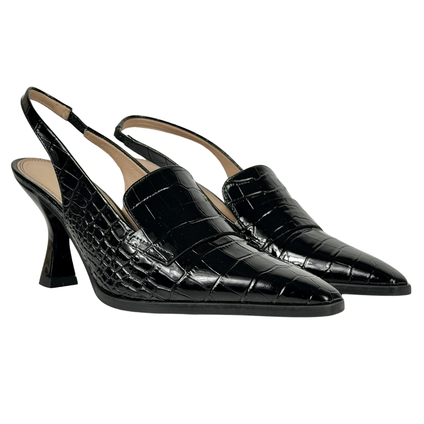RUSSELL & BROMLEY Black Totter Slingback Heeled Loafers UK 4 EU 37 👠