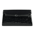 VERAFIED Black Croc Leather Clutch Bag