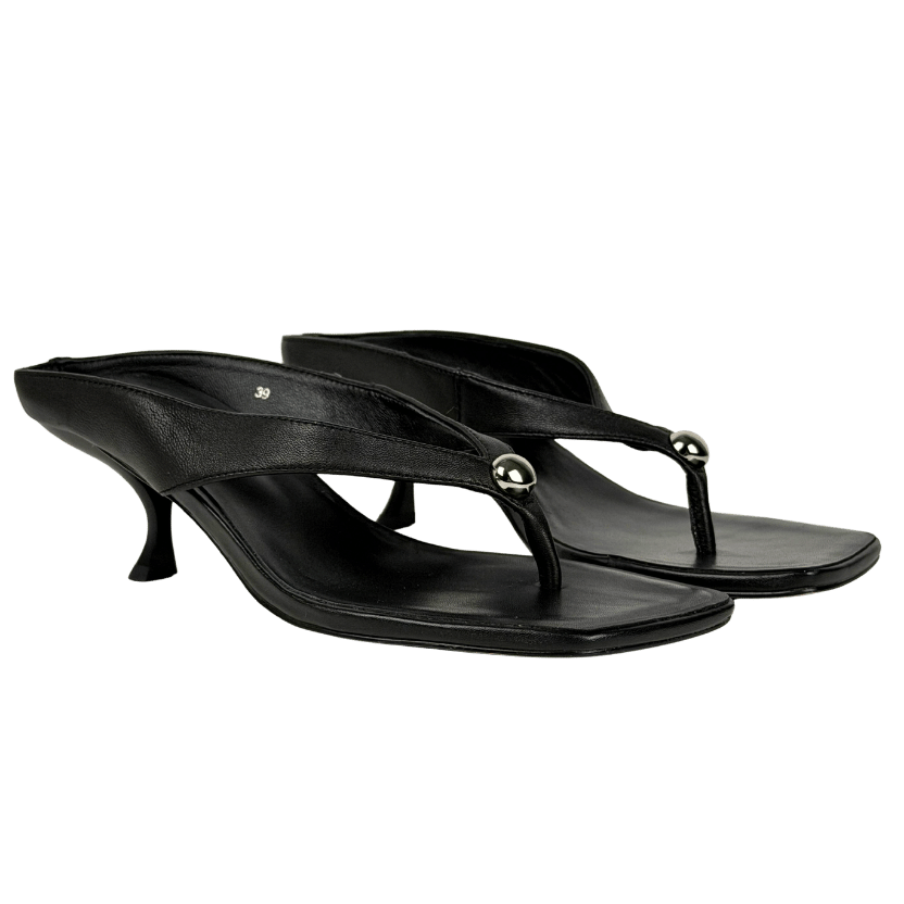 Alias Mae Black Leather Aji Kitten Heel Mule Sandals UK 6 EU 39 👠