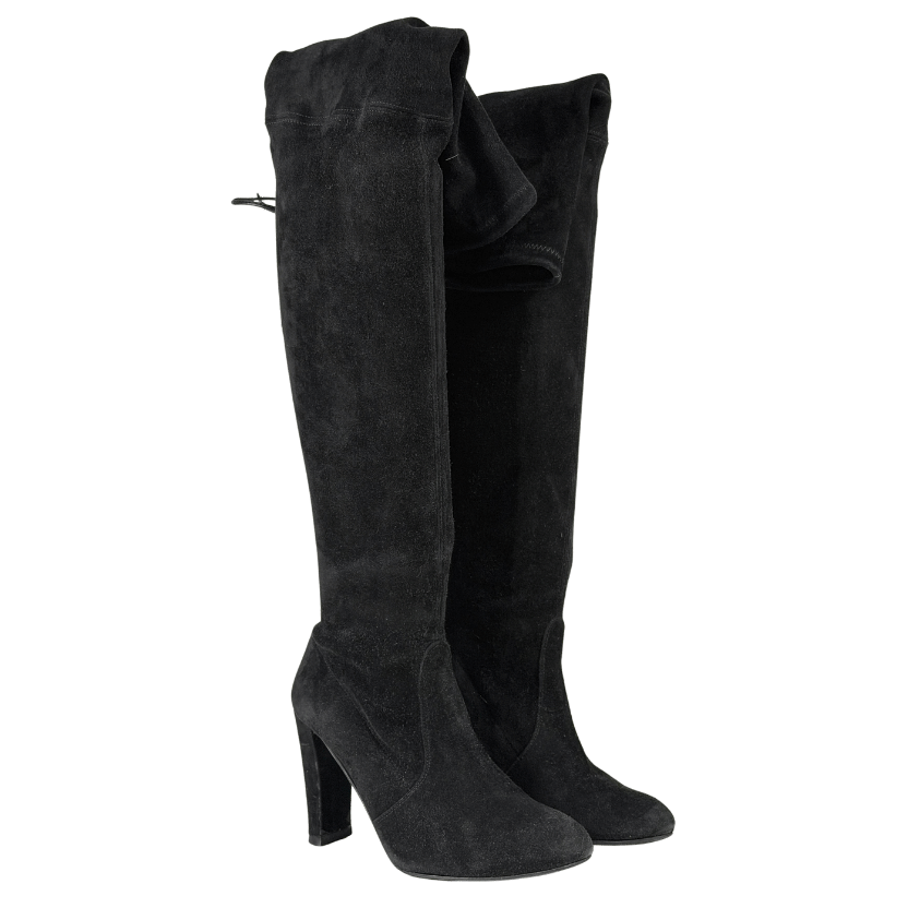 Stuart Weitzman Black Highland Stretch-suede Over-the-knee Boots UK 5.5 EU 38.5
