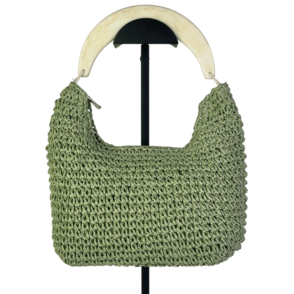 ASOS Green Design Straw Grab Bag With Marbel Resin Handle One Size